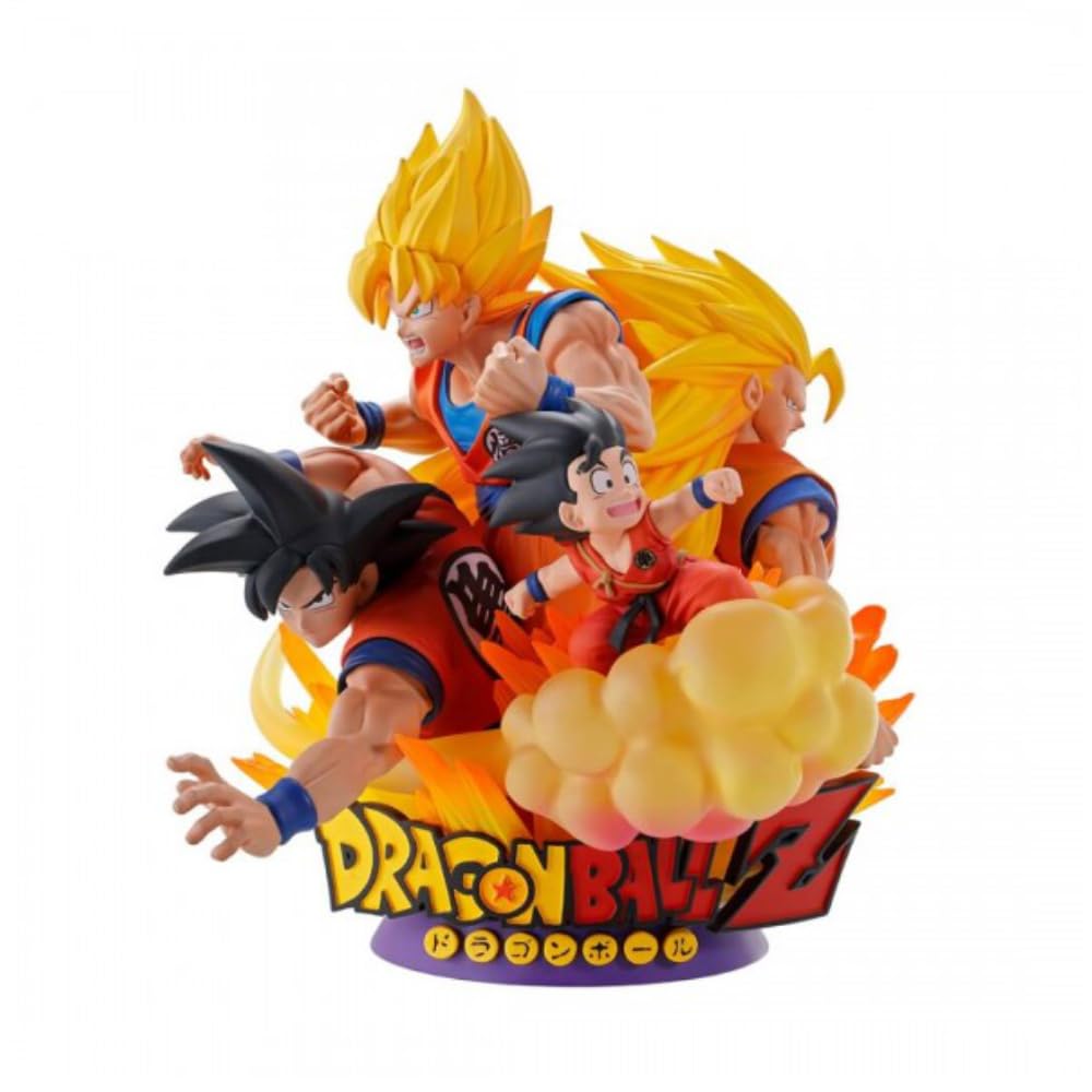 Megahouse Dragon Ball Z Desktop Real Mccoy EX - Son Goku, Son Gohan & Robot: Premium Collectible Diorama Figure Statue & Detail, Great for DBZ Collectors