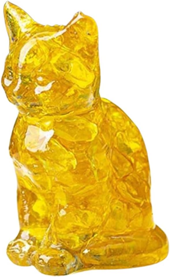 Genérico Amber Yellow Natural Crystal Cat Figurine - Desk and Home Decor, Healing Stone Covered with Resin - Colorful Animal Ornament for Office and Living Room