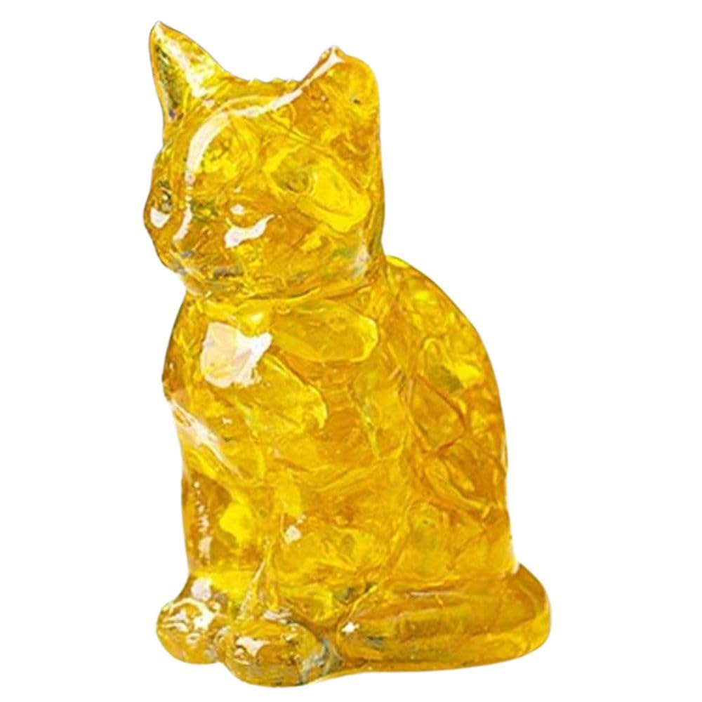 Genérico Natural Crystal Cat Figurine Carved Black Quartz - Desk and Home Decor, Healing Stone Covered with Resin - Colorful Animal Ornament for Office and Living Room