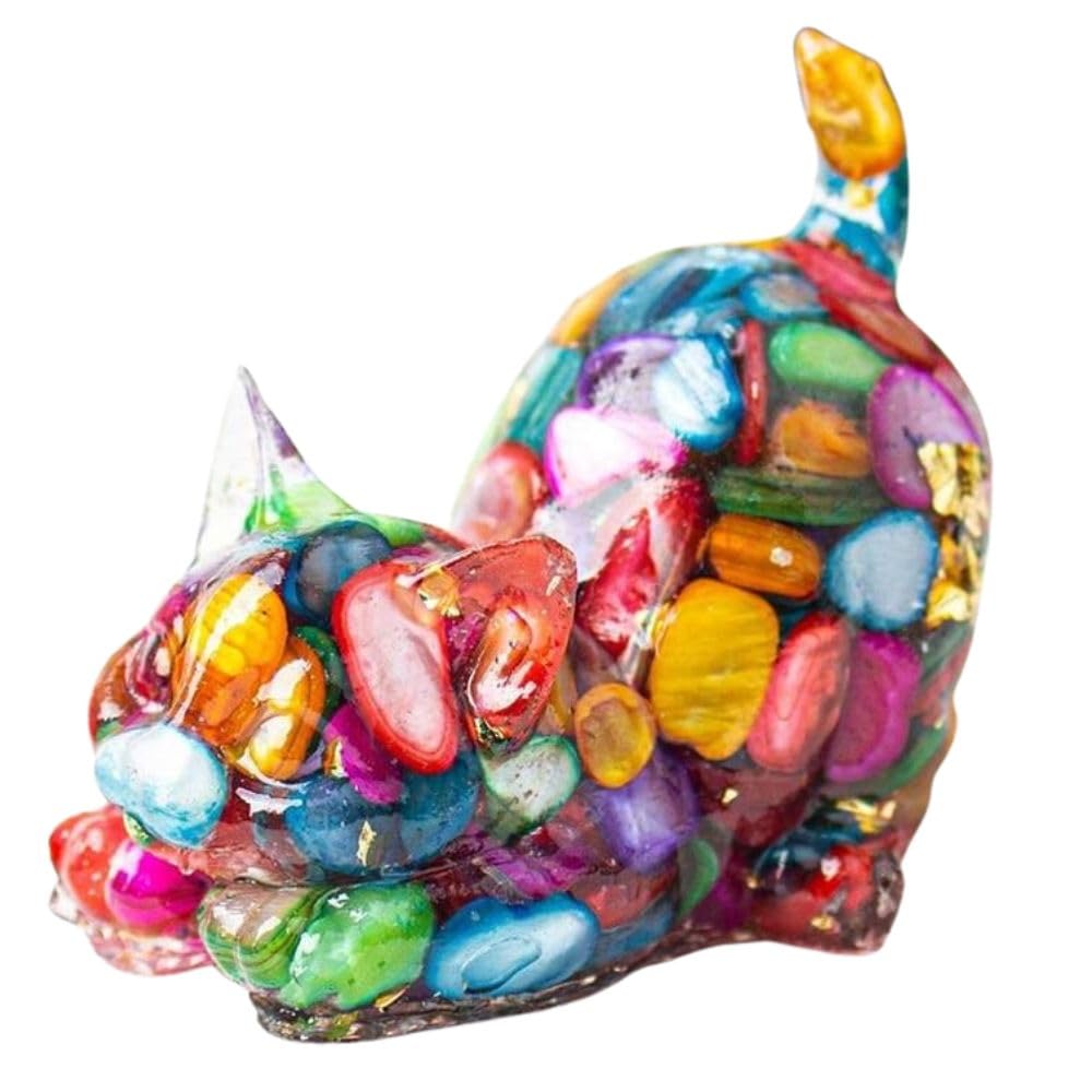 Multicolor Carved Natural Crystal Figurine - Desk and Home Decor, Healing Stone Covered with Resin - Colorful Animal Ornament for Office and Living Room (Aventurine)