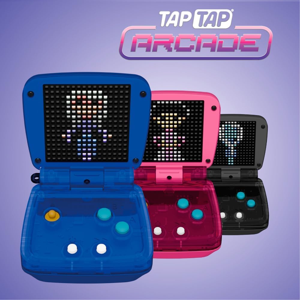 TAPTAP ARCADE FC34812 BANDAI - Multicolor- Dispositivo de juegos electrónico tamaño de Palma - maquina recreativa retro, incluye 10 divertidos videojuegos, Regalo para Mayores de 5 años