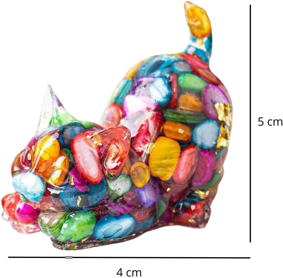 Multicolor Carved Natural Crystal Figurine - Desk and Home Decor, Healing Stone Covered with Resin - Colorful Animal Ornament for Office and Living Room (Aventurine)