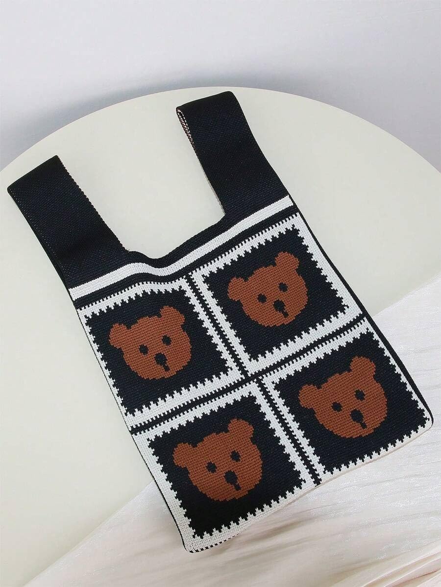 Swing Bag Woman – Women Doll Knot Small Bag Crochet Wristlet Handbag Hand Bag Aesthetic Cute Knitted Purse – Women's Handbags For Girls